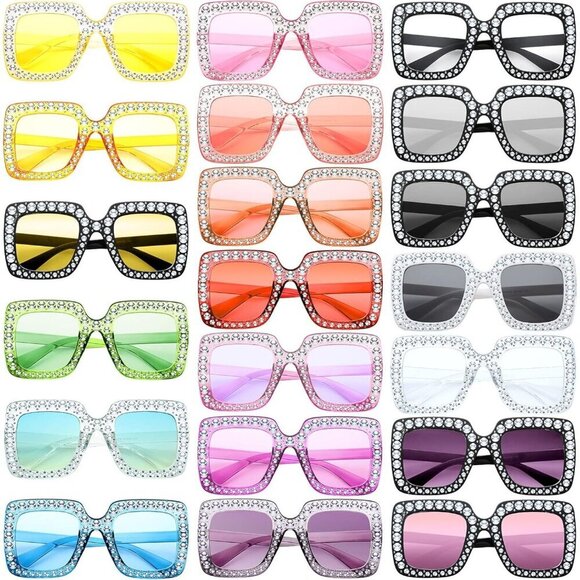20 Pairs Rhinestone Sunglasses Bling Glitter Disco Retro Sun Shades for Women main image 5